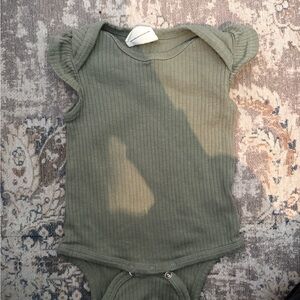 Olive Ribbed Kids Bodysuit